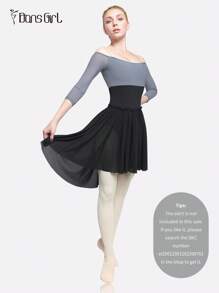 DonsGirl Donsegirl Malla de una sola pieza para mujer con diseño sexy de hombros descubiertos, manga tres cuartos y parches de malla en contraste para ballet, danza, yoga, deporte y actuación