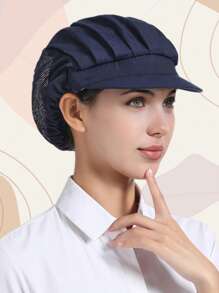 1 Pc Polyester Solid Color Half Mesh Baseball Cap, Soft Elastic Sweatband, Hard Peak, Odorless, Breathable, Dust-Proof, Adjustable, Lightweight, , Washable, Non-Fading, Oil-Proof, Pill-Resistant, Well-Stitched, Smooth Finish, Suitable For Restaurant, Kitchen, Workshop, Travel, Fashion, Work