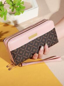 大容量拉链手拿包 带 8 个卡槽和多个隔层 优雅手拿包 拼色钱包 钱包 长款钱包 腕带钱包 - 彩色 - 查看 11