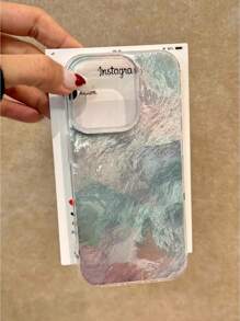 Funda de teléfono con patrón brillante de degradado de perlas y glaciar, funda protectora de cobertura total compatible con iPhone 11 12 13 14 15 16 Pro Max