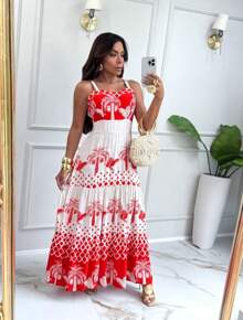 Long Printed Strap Dress /NV