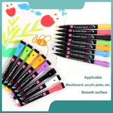 8pcs/Set Erasable Whiteboard Pen Liquid Chalk Square Head With Magnet/Round Head Without Magnet For Blackboard Art Marker Pen Whiteboard Pen