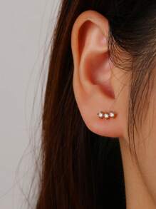 1 Pair Unisex Minimalist Single Row Zirconia Stud Earrings, Basic Style For Daily Accessory, Suitable For Spring & Summer