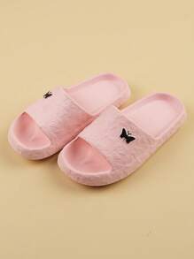 Women's Thick Sole Soft & Lightweight Casual Slippers, Cute Cartoon Design, Suitable For Summer Indoor Bathroom Shower And Home Wear - Pink Butterfly - View 2