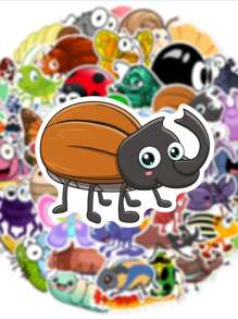 50pcs Cute Cartoon Insect Themed Stickers, Suitable For Decorating Laptop, Notebook, Motorcycle Helmet, Car, Gift Box, Envelope, Guitar, Luggage, DIY Handcraft, Planner, Back To School