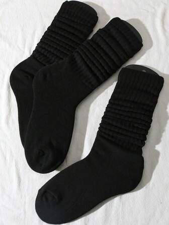 3 Pairs Of Solid Color Women's Plush Pile Socks(Without Sock Card)