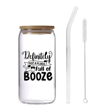 1 件 16 盎司玻璃杯套装，带吸管和清洁刷，送给朋友的有趣礼物，生日，友谊，最好的朋友，幽默礼物，玻璃器皿礼物，可乐杯，咖啡杯，奶茶杯，高硼硅玻璃 - 彩色 - 查看 10