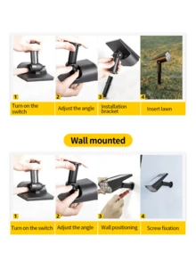 1pc Solar Powered Waterproof Outdoor Tree Lamp, Super Bright Landscape Garden Lawn Light, Decorative Pathway Lighting, IP67 Waterproof Wall Lamp, Suitable For Garden, Yard, Driveway, Porch - Black - View 9