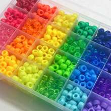 Pony Beads For Friendship Bracelet Making Kit 24 Colors Kandi Beads Set, 480Pcs Plastic Rainbow Bulk And 720pcs Letter Beads With Bead String(Letter Random) - Multicolor - View 6