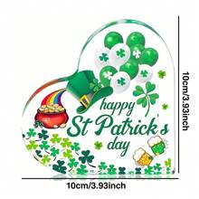 圣帕特里克节亚克力心形三叶草牌匾 - 桌子、办公室和家居装饰 - 非常适合分层托盘、壁炉架和节日装饰