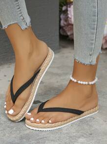 French Style Women Flip Flops, New Summer Soft Sole Beach Sandals, Fashion Fairy Style Ladies Flat Slippers, Non-Slip Beach & Holiday Shoes, Random Pattern