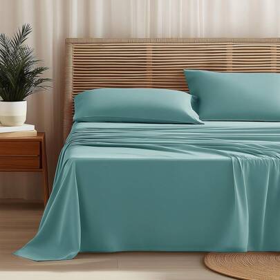 Farfallarossa Solid Color Bed Sheet Set, 3/4 Pieces, Includes Flat Sheet, Fitted Sheet, And 1/2 Pillowcases, Made Of Soft Brushed Microfiber Fabric, Skin-Friendly And Comfortable, Shrink-Resistant, Fade-Resistant, And Easy To Care For.