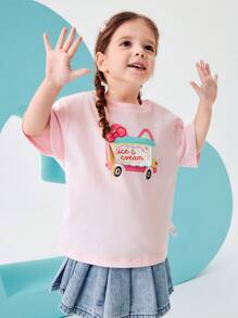 Balabala Young Girls Short-Sleeve T-Shirt, Quick-Dry Summer Base Layer, 2025 - White Red - View 1