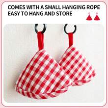 2pcs Gingham Pattern, Charming Triangular Shape, Heat Resistant Pot Cover Cap, Thick Pot Handle Sleeve & Pot Lid Holder Set, Suitable For Carrying Hot Pans, Lifting Pot Covers, Also Can Be Used As Cup Lids (Multi-Color Optional)