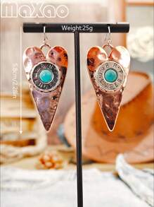 1 stuk Retro Western Style Turquoise Oorbellen, Geschikt voor Dagelijkse Cowgirl Dragen of Evenementen voor Vrouwen, Voeg Deze Vintage Oorbellen Toe Aan Uw Sieradendoos