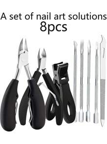 1/2/3/5/7/8pcs Manicure Tools & Ingrown Nail Clipper Kit, Nail Cutter, Nail Clipper, Nail File, Cuticle Nipper With Pusher, Callus Remover, Stainless Steel Double-Head Pusher, Nail Scraper, Nail File, Professional Pedicure Manicure Set