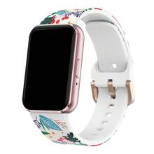 Bedrucktes Silikon Sportarmband für Samsung Galaxy Fit 3 R390 - Bequemes hautfreundliches Roségold Flachverschluss Ersatzarmband - Galaxy Fit3 - Übersicht 5