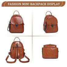 VASCHY Mini Backpack For Women, Water Resistant Small Ladies Backpack Women Leather Backpack Purse 3 Ways To Carry Rucksack Bag For Girls With Detachable Straps, School Backpack - Brown - View 5