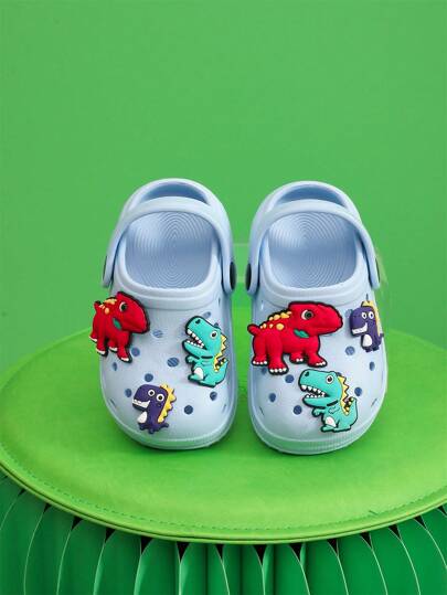 Casual Comfortable Slip On Home Shoes With Cute Cartoon Charms For Boys Girls, Breathable Lightweight Non-Slip Clogs For Indoor Bathroom, All Seasons