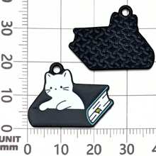 5/10 件黑白珐琅猫饰物卡通书饰动物可爱猫饰物吊坠可制作珠宝钥匙扣手链配饰 - 黑與白 - 查看 14