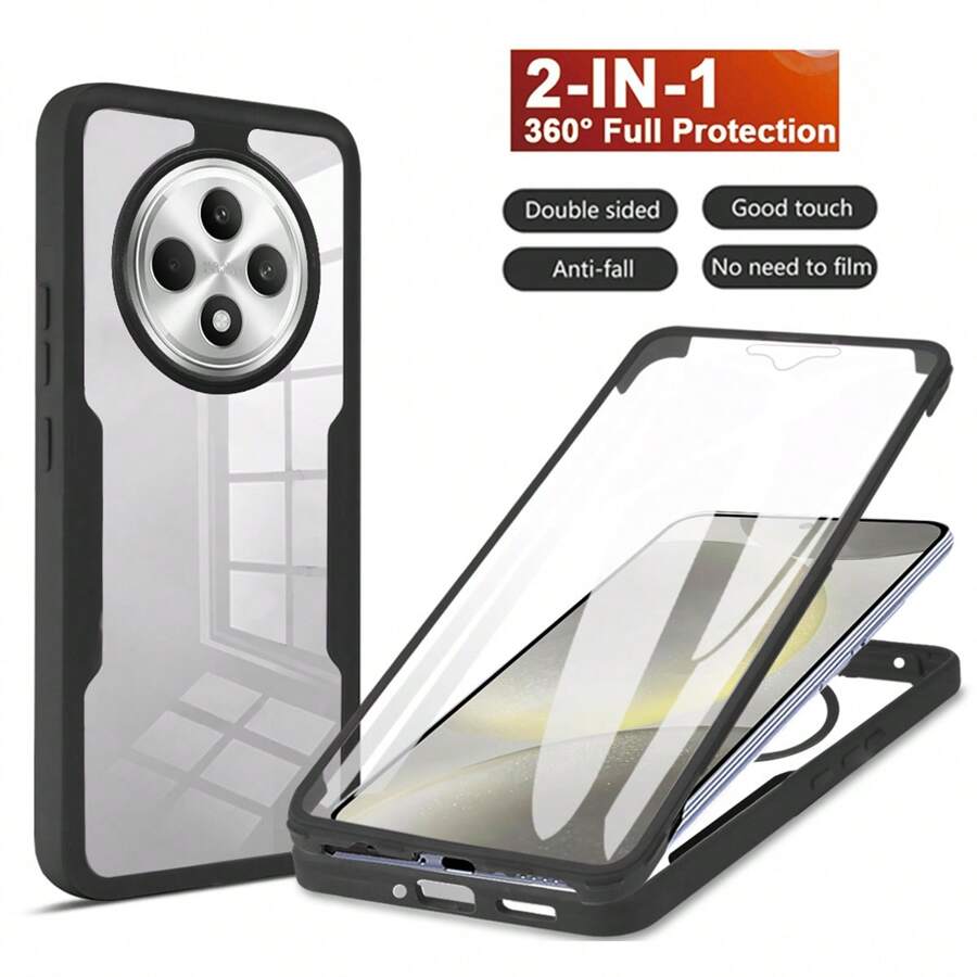 Hadaasi 1 ốp lưng bảo vệ toàn thân 2 trong 1 kèm miếng dán màn hình phía trước, viền mềm TPU trong suốt + mặt lưng cứng PC, chống rơi 360 độ, tương thích với OPPO Reno12 FS/A3X và 17Pro/17ProMax/Air/17/16/15/14/13/12/11 Pro Max/Plus/SE2/SE3/7/8, Galaxy S26Ultra/S26Plus/S26/M36/S25FE/S25Ultra/S25Plus/S25/S24Ultra/S24Plus, Honor 400/400Pro/400Lite, OPPO Reno14 Pro/Reno14 F, Infinix Hot 60 Pro/Hot 60 Pro+, Redmi 15C