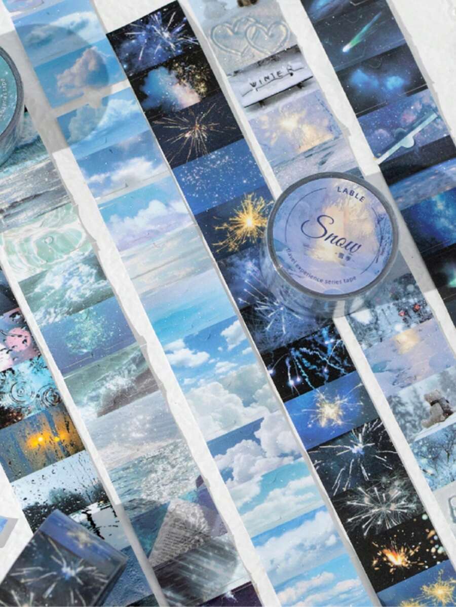 1 Roll Glitter Label Tape For Ins Style Craft & DIY Decorations, Paper Material For Scrapbook/Notebook/Diary/Frame/Envelope/Handmade Crafts