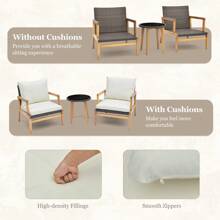 GOFLAME 3 Piece Patio Conversation Set Wicker Chair & Side Table Set W/ Soft Cushions - White - View 5