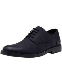 SHOESMALL Men's Casual Black Dress Shoes Suede Plain Toe Business Oxford Shoes Dark Brown Dress Shoes For Men - 黑色 - 查看 9