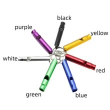 2/6 件迷你铝合金口哨，金属求生口哨，用于训练、急救、户外活动 - 彩色 - 查看 3