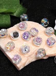 10pcs Random Styles Double-Sided Drilled Love Star Acrylic Beads For Jewelry Making DIY Handmade Keyring Material Pen Link Pearls Decorative Accessories - Multicolor - View 1