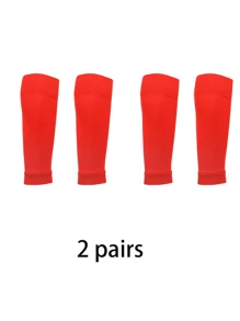 2 paires de chaussettes de compression de football de couleur unie simples, manches de jambe serrées, convenant au football, au basketball, au cyclisme et à d'autres sports de plein air