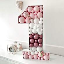 1Pc 73cm/28.7inch Digital Marquee Balloon Frame White KT Board Number 0-9 Plug-In KT Board With Bracket Party Decorative Birthday Party Anniversary Decoration - White - View 3