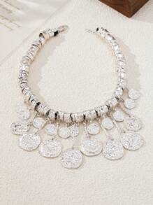 1 Pc Novo Estilo Vintage Europeu e Americano Assimétrico Metal Pingente Colar, Jóias de Alta Qualidade Para Mulheres - colar - Ver 7