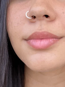 1pc 925 Sterling Silver Nose Ring Shiny Studded Nostril - 銀色 - 查看 6
