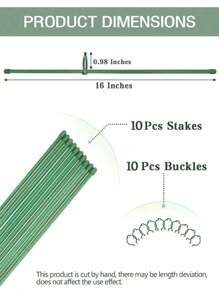 5/10/15PCS Plant Stakes, Green Plant Sticks Support, Plant Support Stakes Suitable For Indoor And Outdoor Plants, Green Plant Stick Support For Potted Tomato Peony Lily Rose And Other Plants Floral Vegetable (16 Inches)