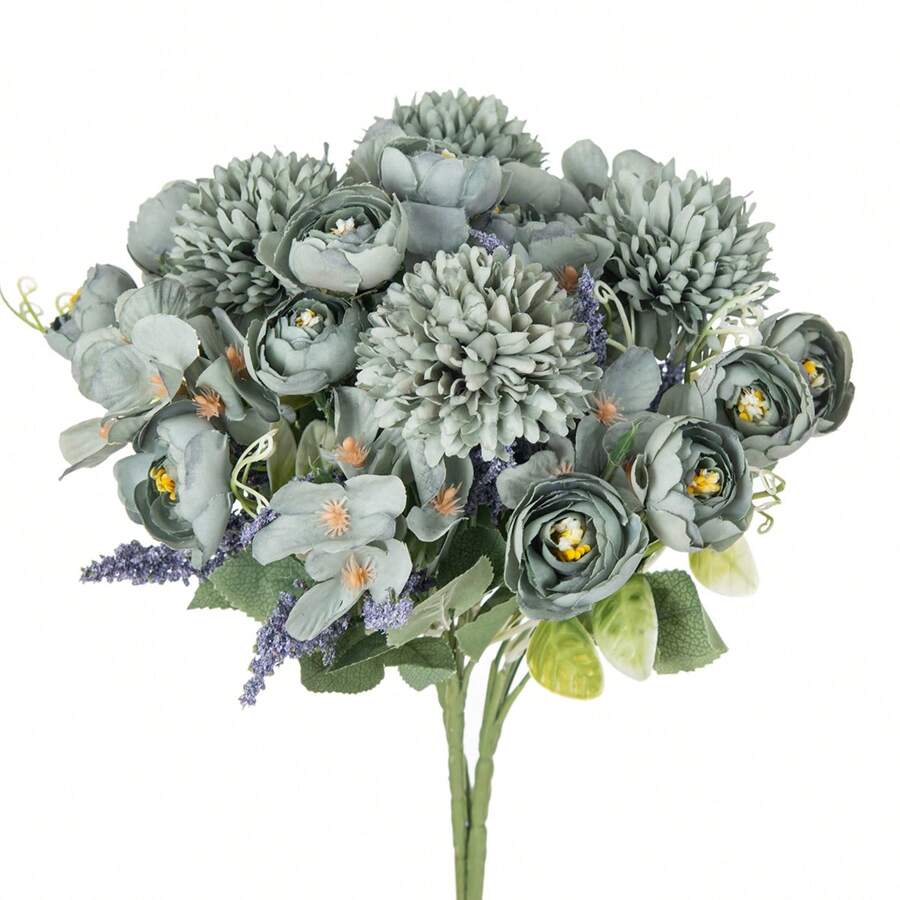 1PC/3PCS Artificial Flowers Silk Hydrangea Bouquets Fake Tea Roses For Spring Wedding Vase For Home Dining Room Bedroom Decorations, Festival Birthday Party Accessories, Outdoor Garden Decorations Gifts Graduation