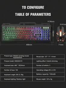 Cool Backlit Mechanical Keyboard & Mouse Set, Wired Gaming Keyboard And Mouse With Lighting Effect For Desktop Computer & Laptop - White Blue - View 8