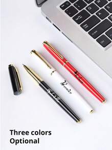 Caneta esferográfica de metal com cores neutras e suaves, 1 peça, para negócios, assinaturas, presente de feriado/aniversário, gravação de letras personalizadas, volta às aulas, material escolar