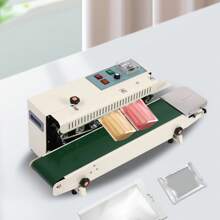 FR-900 Horizontal Automatic Continuous Sealing Machine, 500W Plastic Bag Sealer With Adjustable Conveyor Belt, 0-12m/Min Sealing Speed, Max.300°C Temperature