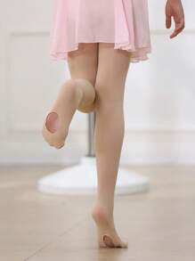 4 Pairs Solid Color Children's Dance Tights, Lightweight Stirrup Pantyhose With Open Toe, Suitable For Summer