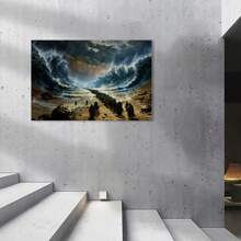 Framed Inspirational Moses Canvas Art Room Decor Moses Parts The Red Sea- Inspirational Christian Canvas Art, Wall Decor For Living Room, Bedroom, Bathroom, Perfect For Room Decor, Holiday Gifts High Quality Canvas - Framed - View 4