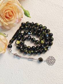 1pc 45-Bead Resin Muslim Prayer Beads With Shell Decor, Suitable For Men's Daily Prayer Wear - Dark Green - View 3