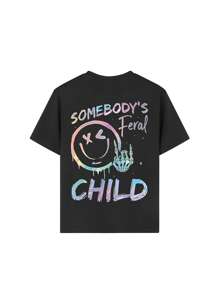 Áo thun cổ tròn tay ngắn in họa tiết vui nhộn thường ngày cho bé gái tuổi mới lớn, mùa hè - màu đen - Xem 4