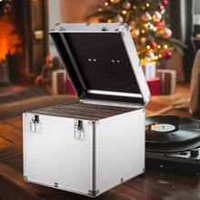 Heavy-Duty 7" Vinyl Record Storage Case - Lockable DJ Flight Carry Case For 50pcs With Durable Design - Silver - View 2
