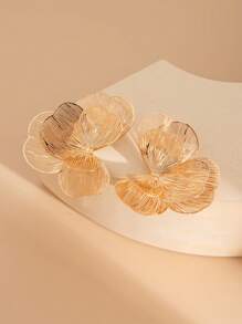 1 对复古创意时尚金属镂空银杏叶和花朵耳环，适合女性日常佩戴和各种宴会聚会，装饰珠宝