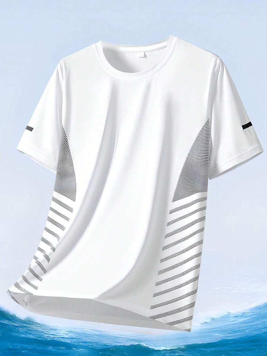 运动户外T恤 男士户外服饰 春夏装 运动上衣 短袖 日常休闲 跑步健身 舒适宽松 网球高尔夫 曲棍球 马术 - 白色 - 查看 1