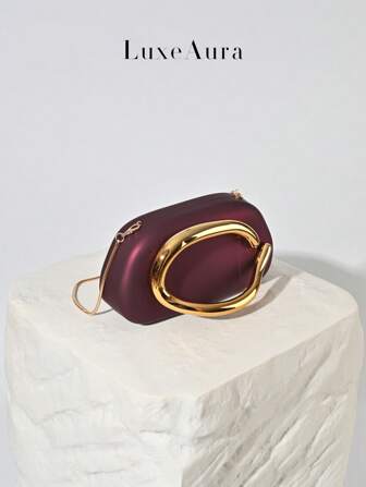 Asymmetrisk festmatsväska för kvinnor, ny vit brudklänning för bröllopsfest, vintage ormbenskedja, axelövergripande hårt fodral, läderväska