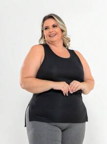 Kit 2 Regatas Dry Fit Feminina Plus Size Tapa Bumbum Academia Fitness Esportiva - Preto e Rosa - Visão 7