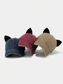 Velvet Cat Ear Baseball Cap For Women, Summer Soft Top Baseball Cap, Fashionable Student Couple's Unique Hat For Men.
