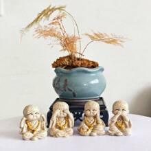 4pcs Creative 4 Little Buddhist Monk Figurines, Home Decor, Tabletop Ornaments, Micro Landscape Accessories, Gift - Multicolor - View 2